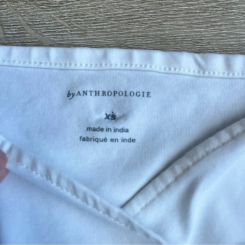 Anthropologie Wrap Top‎ Womens XS White Puff Sleeve Shirt